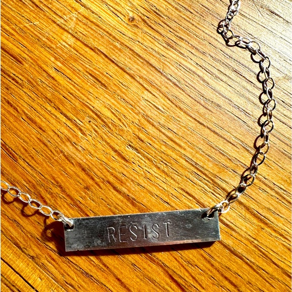 Bang Up Betty Jewelry - RESIST hand stamped necklace